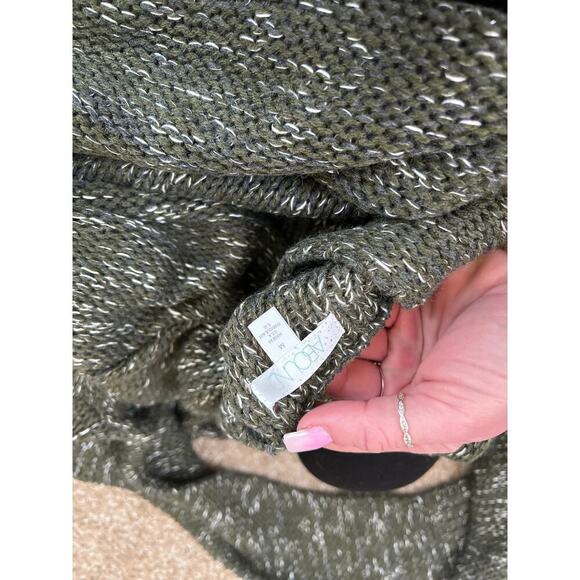 Abound olive green sweater twisted back knot loose knit crew neck SZ MD EUC - Picture 3 of 8